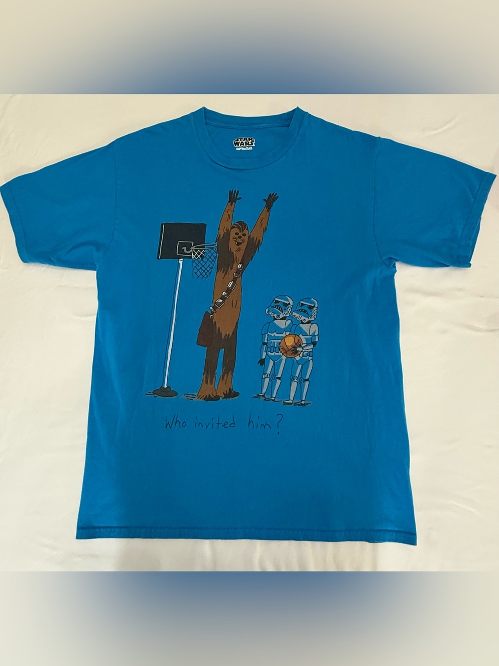 Star Wars "Who Invited Him?" Chewie Basketball T-Shirt Men's Medium